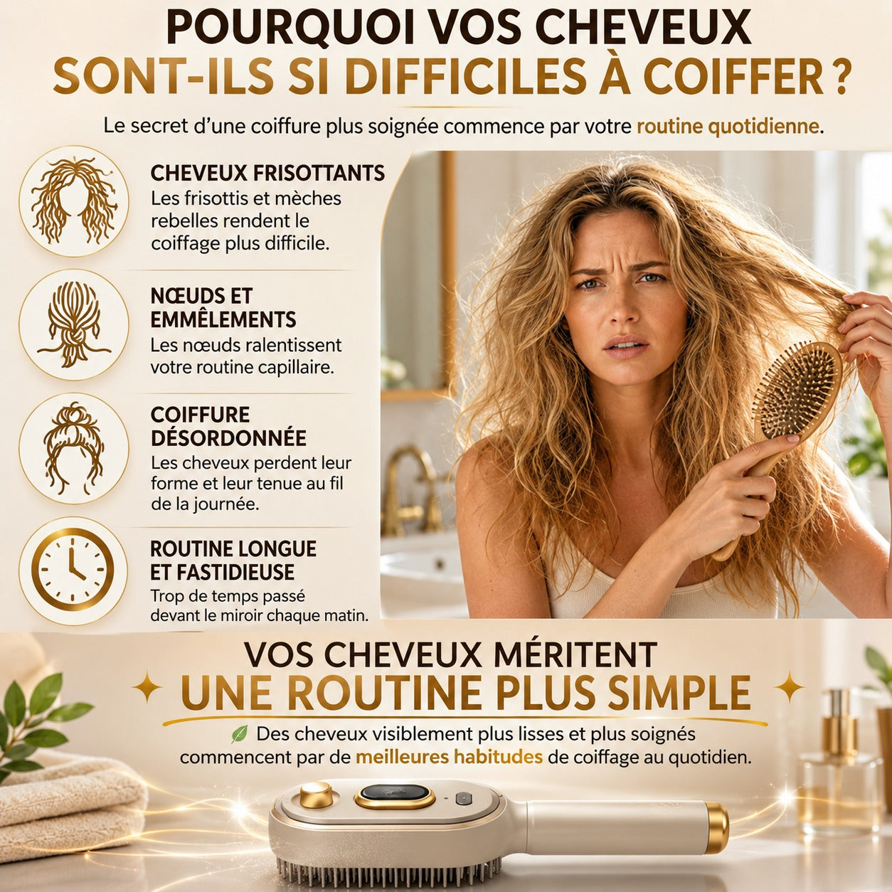 ISCAND Aura™ Brosse Intelligente de Soin Capillaire