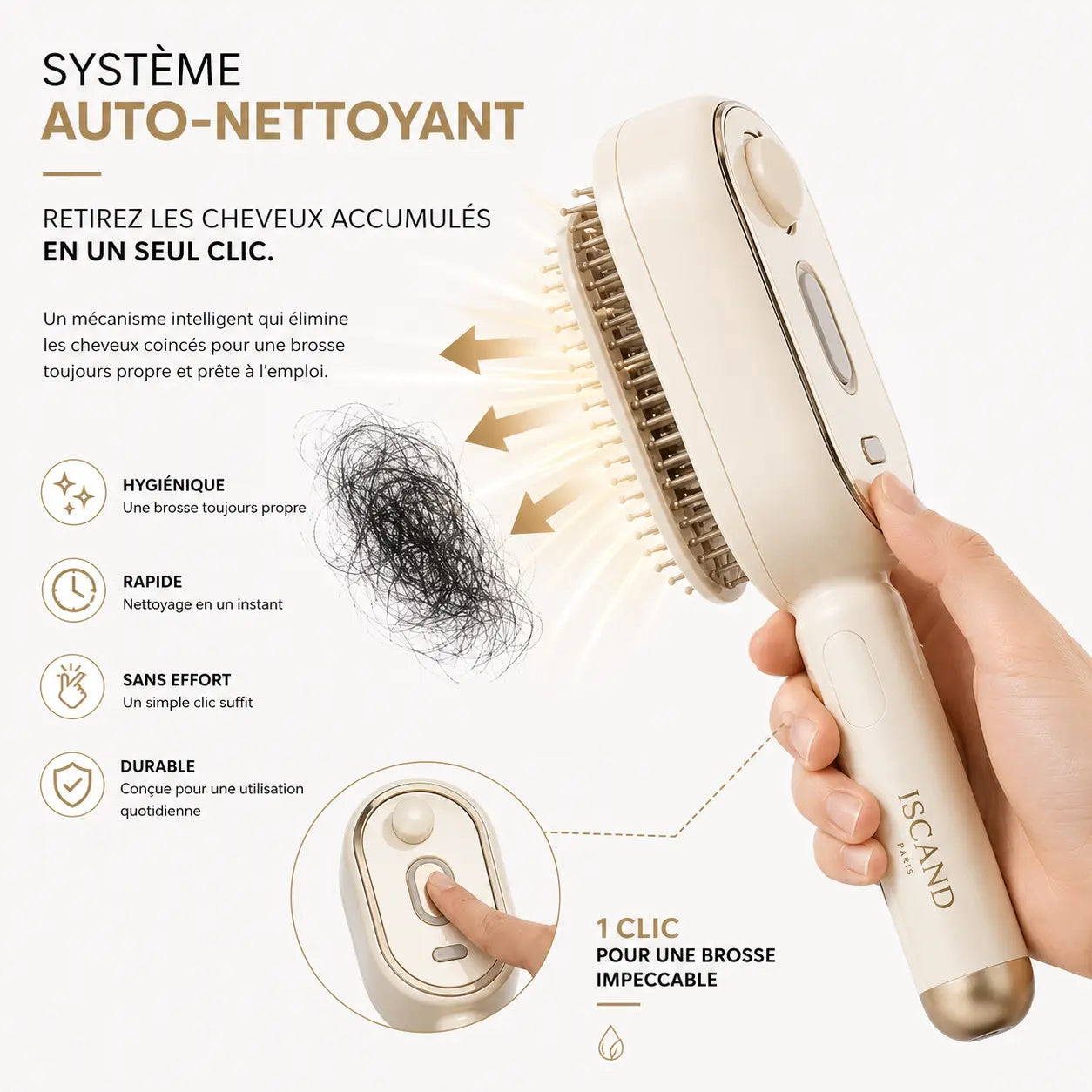 ISCAND Aura™ Brosse Intelligente de Soin Capillaire