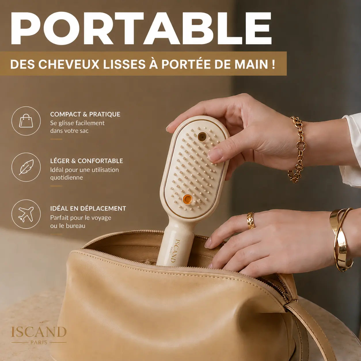 ISCAND Aura™ Brosse Intelligente de Soin Capillaire